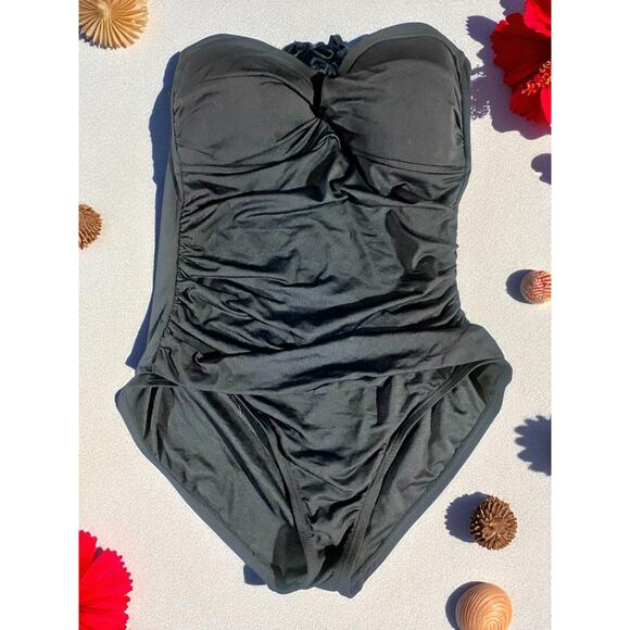 Anne Cole Black Strapless Swimsuit Women's Size 12 Black One Piece New With Tags - Picture 6 of 11